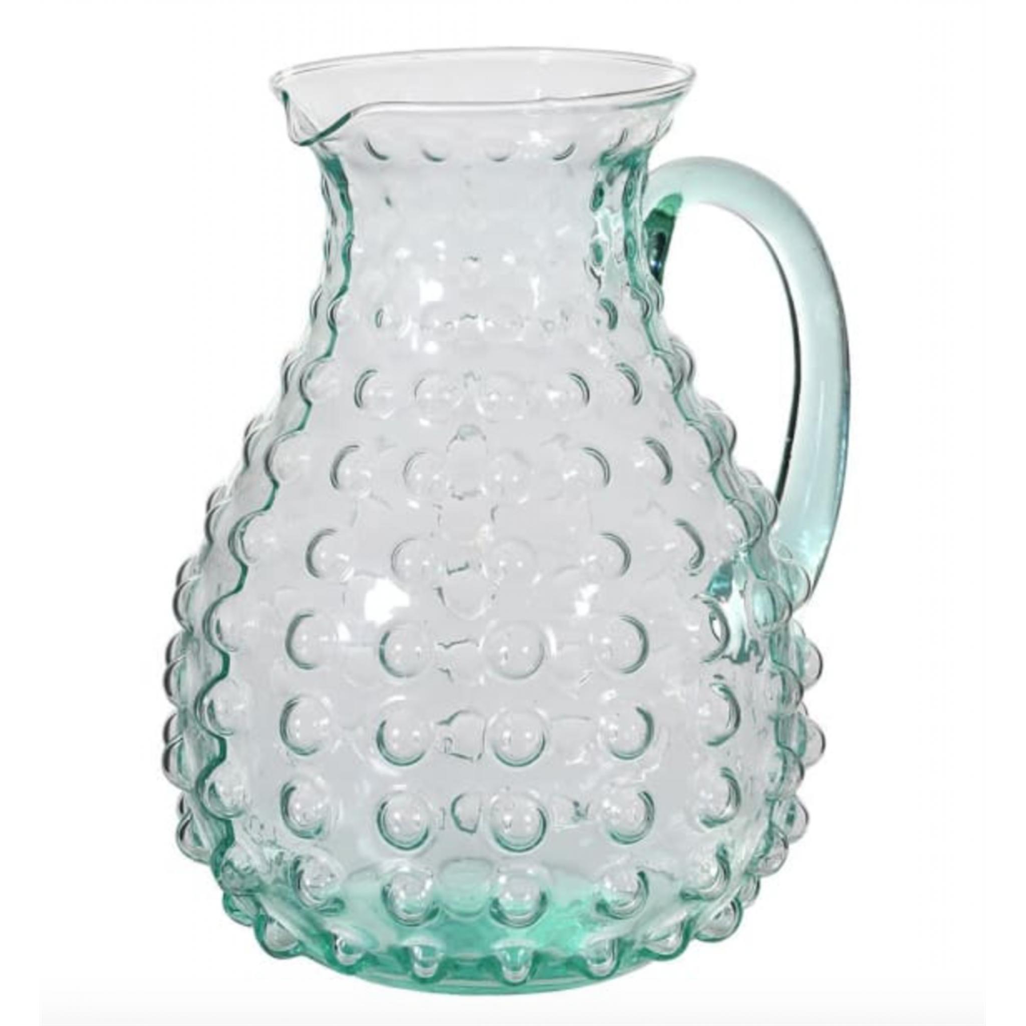 Green Glass Bubble Design Jug