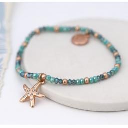 Peace of Mind Aqua Bead & Rose Gold Starfish Bracelet
