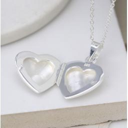 Peace Of Mind. Sterling Silver Brushed Heart Locket Necklace
