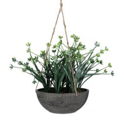 Faux Japanese Green Hanging Plant In A Pot