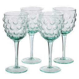 Green Glass Bubble Design Wine Glass