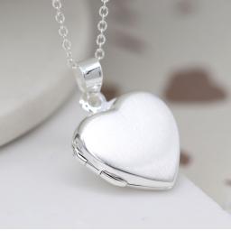 Peace Of Mind. Sterling Silver Brushed Heart Locket Necklace
