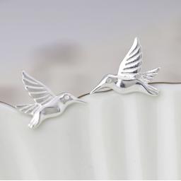 Peace Of Mind Sterling Silver Birds In Flight Earrings