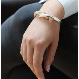 Peace of Mind Gold Plated & Silver Plated Double Curve Bangle/Bracelet