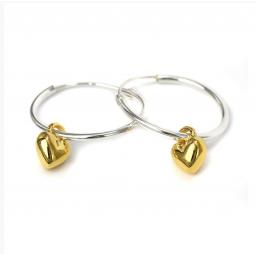 Peace Of Mind Sterling Silver Hoop Earrings With Gold Hearts