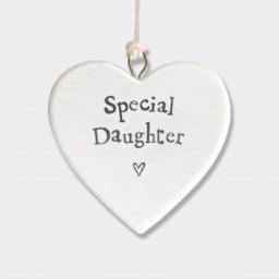 East Of India Special Daughter Hanging Porcelain Heart