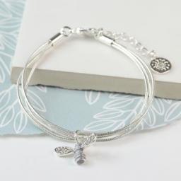 Peace of Mind Silver Plated Bracelet With Enamel Crystal Bee