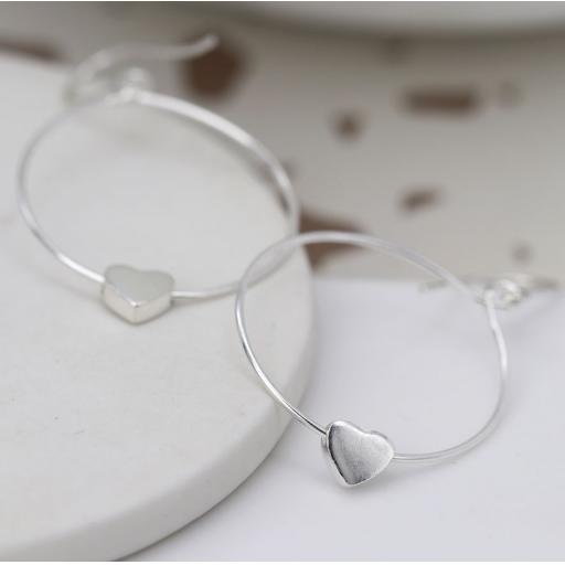 Peace Of Mind Sterling Silver Circle & Heart Drop Earrings