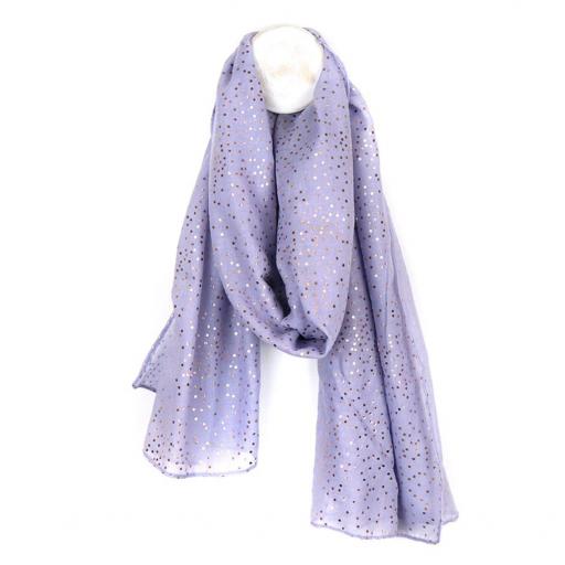 Peace Of Mind Lilac Scarf With Rose Gold Dotty Print