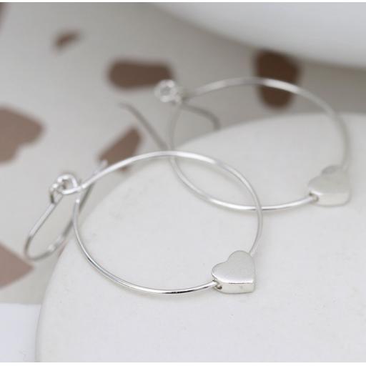 Peace Of Mind Sterling Silver Circle & Heart Drop Earrings