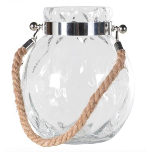 Small Hurricane Jar with Rope Hanger