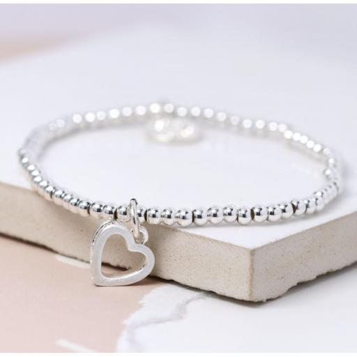 Peace of Mind Silver Plated Crystal Edged Heart Bracelet