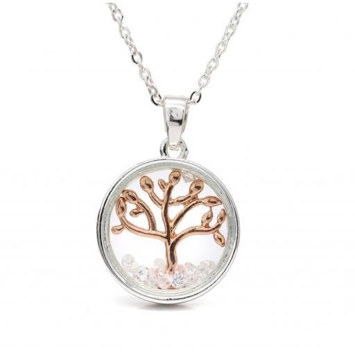 Peace Of Mind.Gold Tree Of Life In Silver Circle Necklace