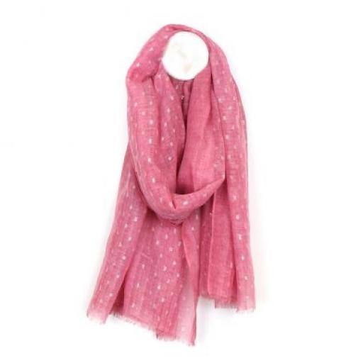 Peace Of Mind Pink Scarf With Metallic Dash Pattern