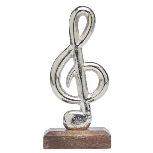 Silver Metal Treble Clef On Wooden Base