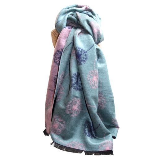 Thick Duck Egg Blue Dandelions Scarf By Lua