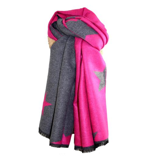 Grey/Hot Pink Star Scarf By Lua