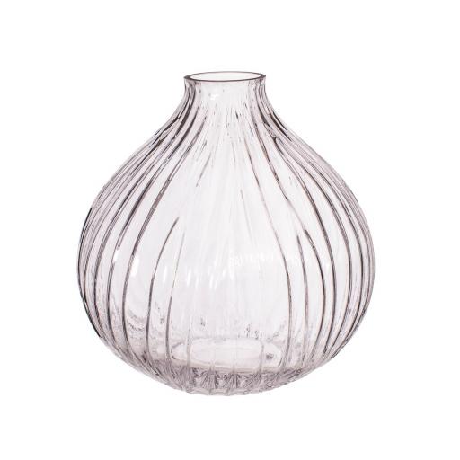 Round Fluted Clear Glass Vase