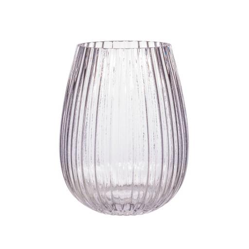 Large Fluted Clear Glass Vase