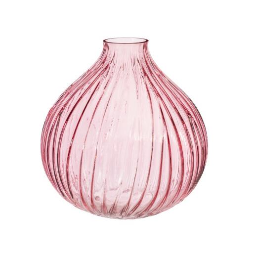Round Fluted Pink Glass Vase