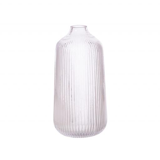 Tall Fluted Clear Glass Vase