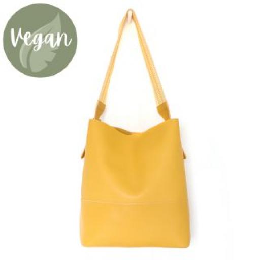 Peace of Mind Mustard Vegan Leather woven strap shoulder bag