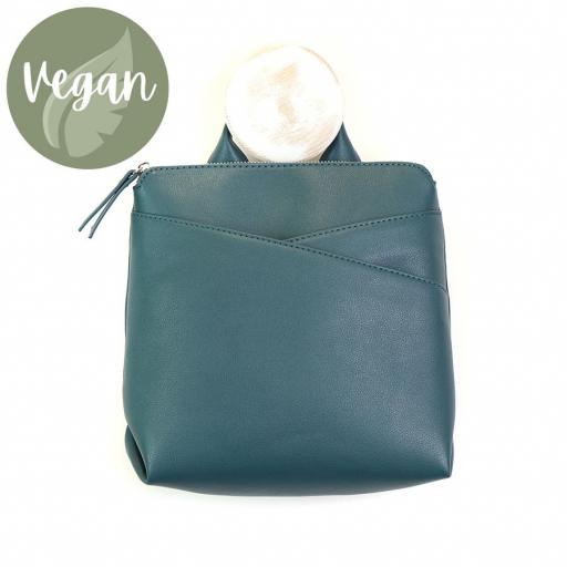 Peace of Mind Teal vegan leather crossover backpack