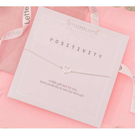 Silver Plated Heart Positivity Bracelet By Letterbox Love