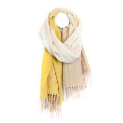 PEACE OF MIND Yellow mix ombre spot pattern scarf