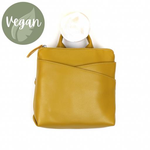 Peace of Mind Mustard vegan leather crossover backpack