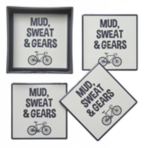 Mud Sweat and Gears Coaster Set in Tray