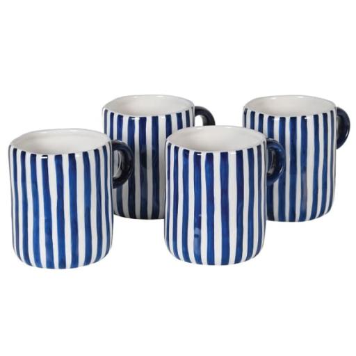 Blue and White Striped Mugs