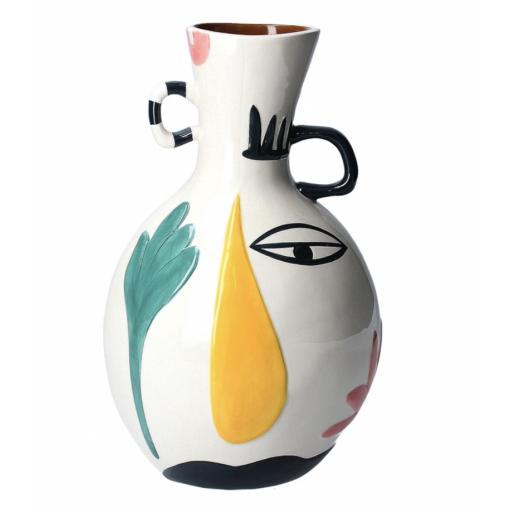 Modernist Face Ceramic Ball Vase