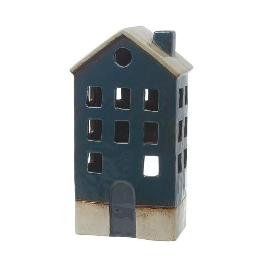 Blue House Candle Holder