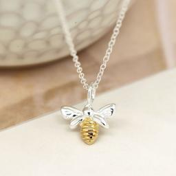 Sterling Silver And Gold Bee Necklace Alternative Keswick SB1175.jpg