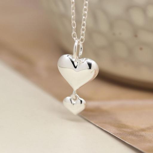 Peace of Mind Sterling Silver Double Heart Necklace