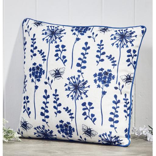 Indigo Blue Floral Cushion