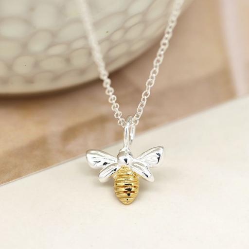 Peace of Mind Sterling Silver And Gold Bee Necklace