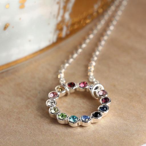 Peace of Mind Rainbow Crystal Circle Necklace