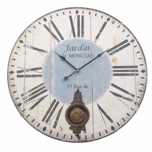 Wooden Pendulum Wall Clock With Roman Numerals