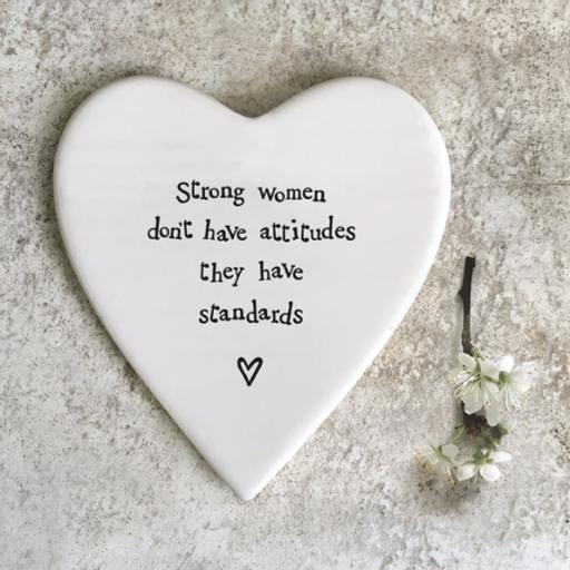 Strong Women Porcelain Heart Coaster