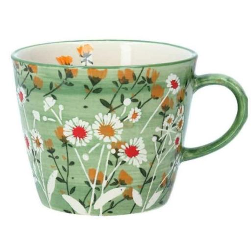 Green Wild Daisy Ceramic Mug by Gisela Graham Alternative