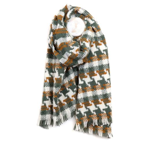 Olive and Sage Dogtooth Scarf by Peace of Mind