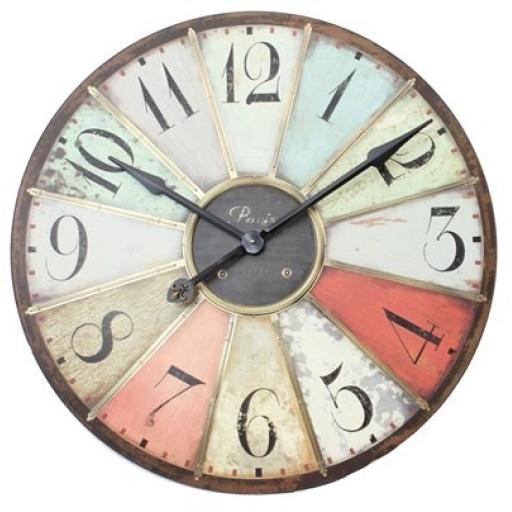 Large Vintage Style Multi Coloured Clock