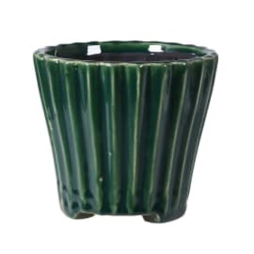 Forest Green Ribbed Planter