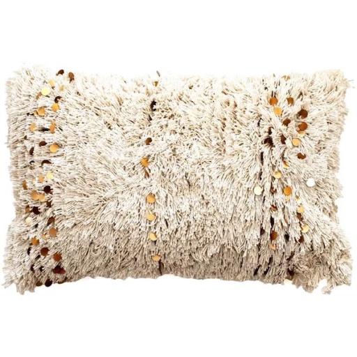 Natural Aziza  Textured Moroccan Sequin Cushion