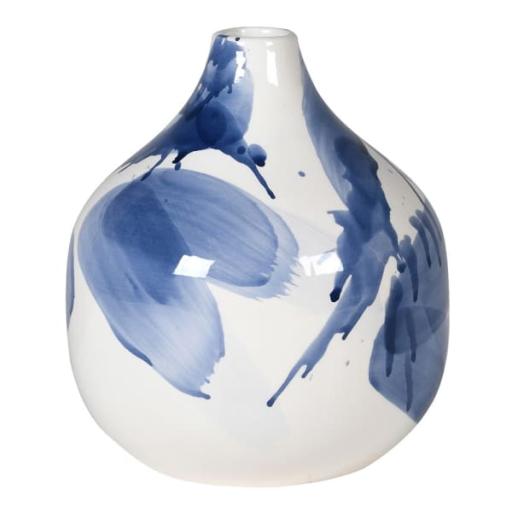 Indigo Splash Ceramic Vase