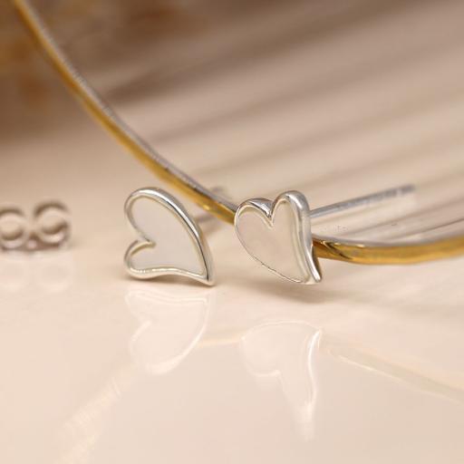 Heart Stud Silver Earrings with Mother of Pearl side view.jpg