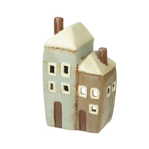 Two House Ceramic Candle Holder