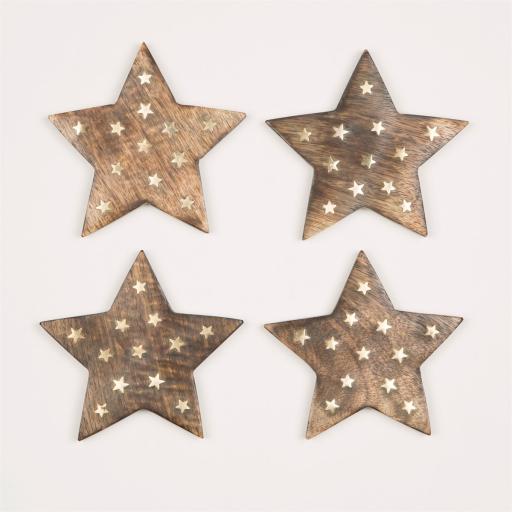 Sass and Belle Set of Four Wooden Star Coasters